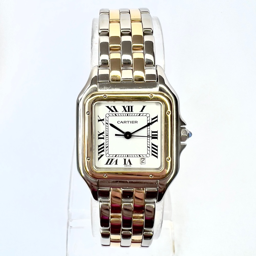 CARTIER PANTHERE Quartz 27mm 2 Row Gold Watch White Dial